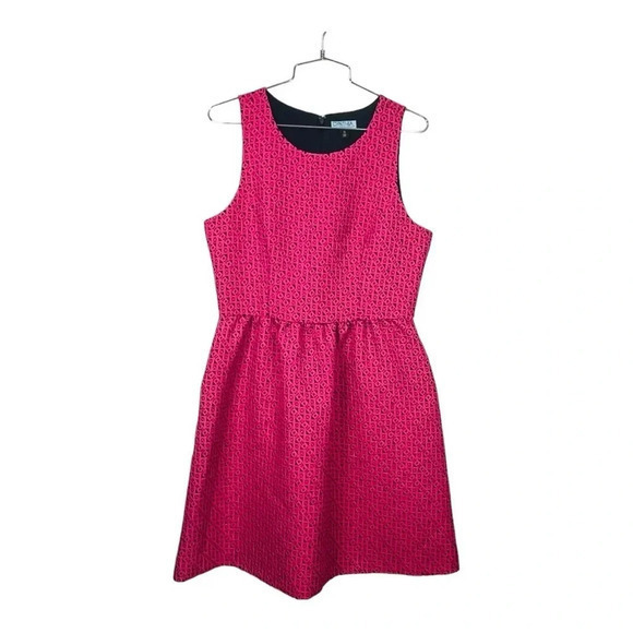 Cynthia Rowley Pink Brocade Fit & Flare Geometric Print Dress Women Size 8 - Picture 1 of 6